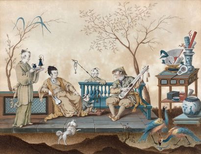 Ecole Française vers 1770 Le concert chinois
Le Déjeuner chinois
Paire de rares et...
