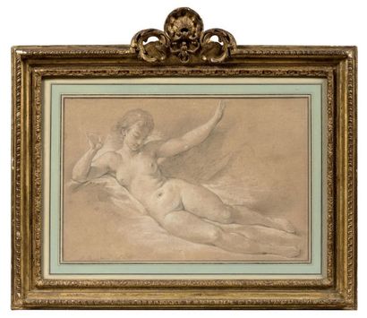 François BOUCHER (Paris 1703 - 1770) Etude de nu, esquisse pour «Sylvie délivrée...