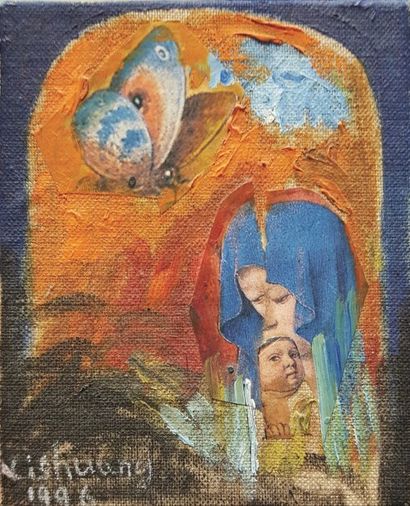 null LI SHUANG (Née en 1957)

La vierge à l'enfant au papillon,1996

Huile et collage...