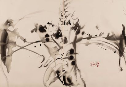 null T'ANG HAYWEN (1927-1991)
Composition, vers 1990
Diptyque, encre sur papier Arches...