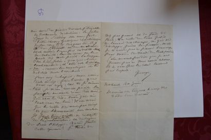 null LIV097 - SAND (George). Lettre autographe, signées à Henri Martin. Nohant, 20...