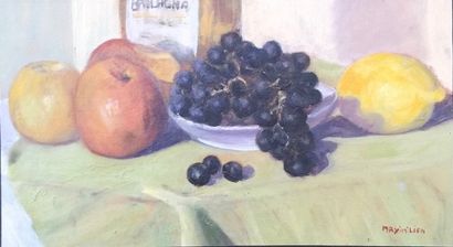 null TA011 - MAXIMILIEN

Nature morte, pommes raisins citrons 

Huile sur carton...