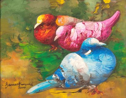 Gesner ARMAND (1936-2008) 
Trois pigeons,...
