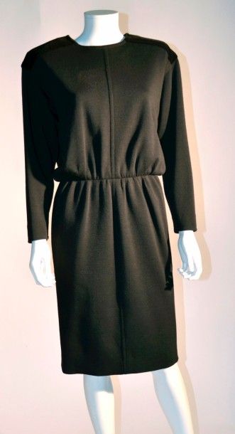 null SAINT LAURENT RIVE GAUCHE: Robe en jersey noir, circa 1980, taille 40