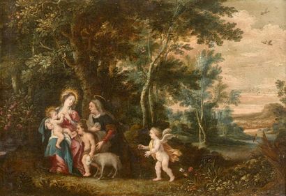 Attribué à GEEX DE LA VALLEE (Avant 1605 - Après 1667) 
Vierge à l'Enfant avec saint...