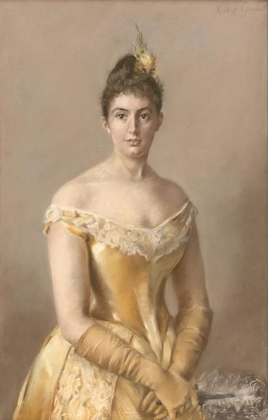 Norbert GOENEUTTE (1854-1894) 
Portrait de sa soeur
Pastel sur papier marouflé sur...