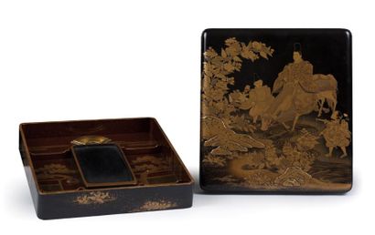 JAPON - Milieu Epoque EDO (1603 - 1868), XVIIIème siècle 
Suzuribako en laque noire...