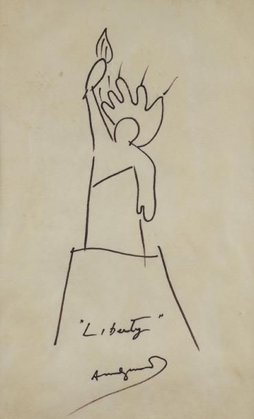 null Attribué à Andy WARHOL (1928-1987)
Liberty
Feutre sur papier titré et signé...