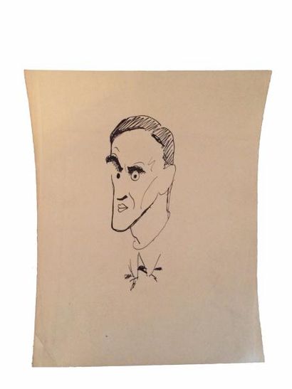 GUITRY (Sacha) Portrait d'homme. Dessin original à l'encre de Chine; 22 x 28 cm.
“Saisissant”...