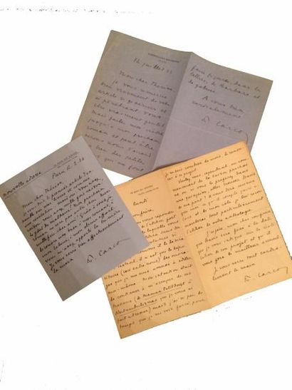 CARCO (Francis) Réunion de 3 lettres autographes, signées. 1922, 1924; 4 pages ½...