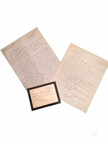 LYAUTEY (Mal) Réunion de 2 lettres et une carte autographes, signées. 1931, 1932;...