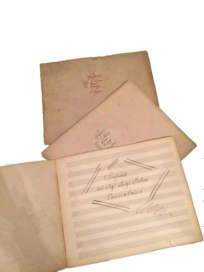 MOLINO (Luigi) Sinfonia. S.l.n.d., réunion de trois manuscrits en 3 vol. in-4 obl....