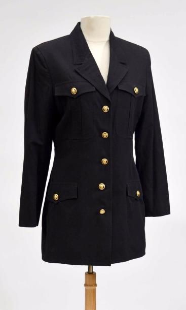 null VERSACE JEANS COUTURE, veste en coton noir à boutons dorés (T.38-40) 



