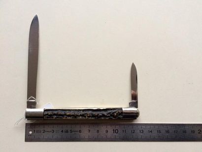 null Szankovits Tabor, couteau à décacheter, bi-lames, 12 cm, 2 mitres en maillechort,...