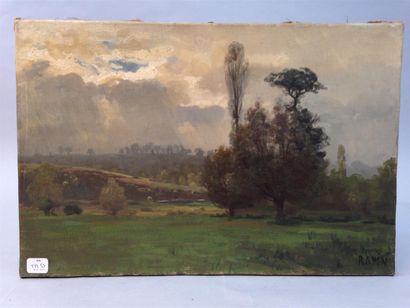 null TM053 - Ecole FRANCAISE du XIXème siècle 
 Paysage aux arbres 
Huile sur toile,...