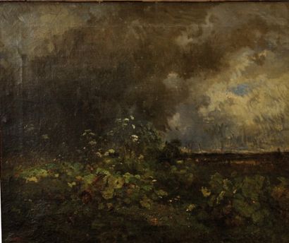 TROYON Constant (1810-1865) Paysage Huile sur toile portant le cachet de la vente...