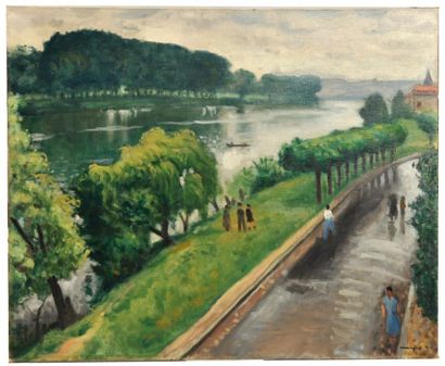 MARQUET Albert (1875-1947) Au bord de la Seine, la Frette Toile signée en bas à droite...