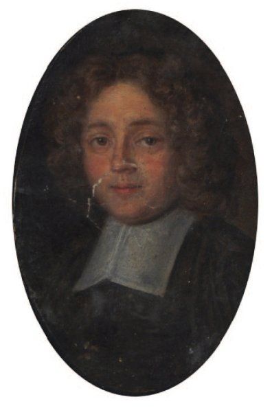 ÉCOLE FRANCAISE de la fin du XVII° siècle Portrait d'ecclésiastique Miniature ovale...