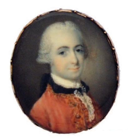 ÉCOLE SCANDINAVE de la fin du XVIII° siècle Portrait d'homme en redingote rouge Miniature...