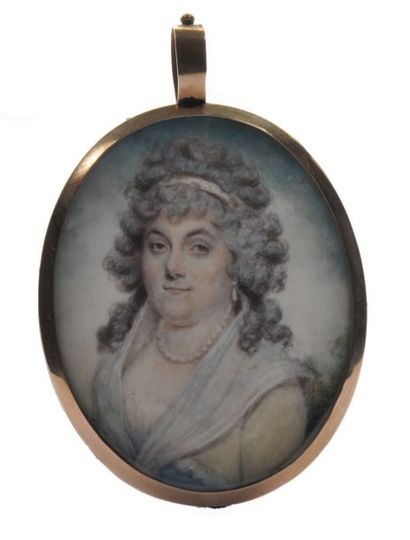 Philip JEAN (Saint-Quen 1755 - Hampstead 1802) Portrait de femme Miniature ovale...