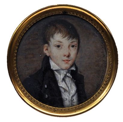 Johann Daniel BERNEAUD (Hanau 1774 - Hanau 1861) Portrait de jeune garçon Miniature...