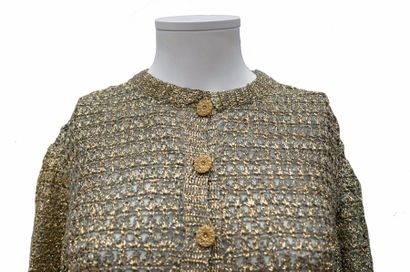 null LOLA PRUSAC: Veste en lamé or et vert tricoté, Années 1950-1960