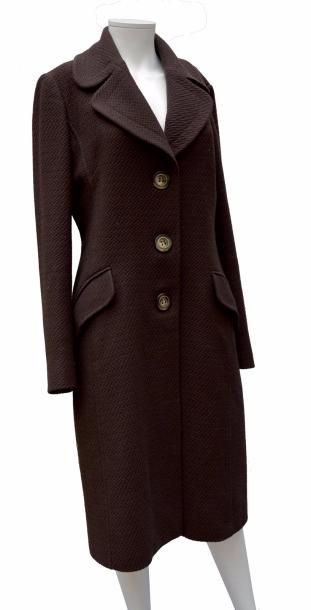 null DOLCE ET GABBANA: Manteau en laine marron à chevrons, taille 30/44