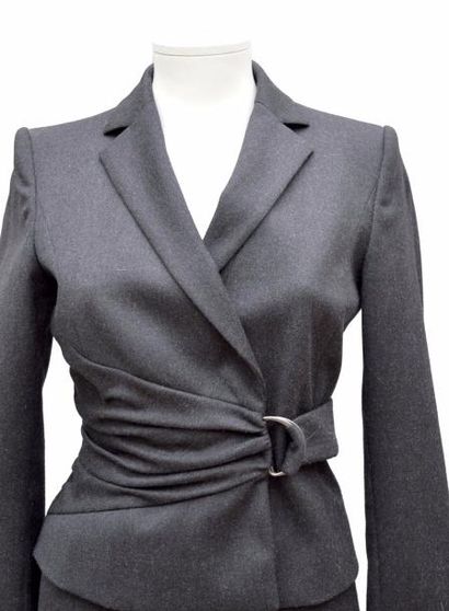 null VALENTINO ROMA: Tailleur-jupe en flanelle gris anthracite, taille 40 italie...
