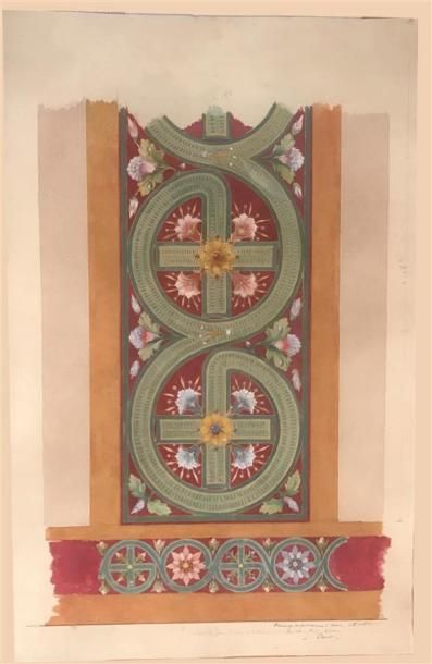 null PAULIN (Edmond). 1848-1915. Architecte. Motifs décoratifs. Gouache originale,...