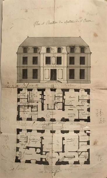 null FONTAINE (Jean-Louis). 1740-1791. Château de Saint-Ouen à Brienne. Réunion d'un...
