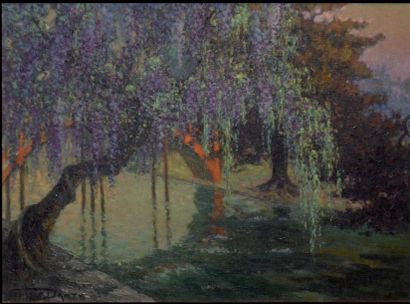 Georges Laurent Victor DANTU (1867-1935) Pont sous...les glycines


Huile sur toile
Signée...