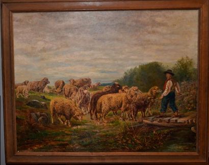 Luigi CHIAVILA (1842-1914) Jeune pâtre et ses moutons


Huile sur toile
Signée en...