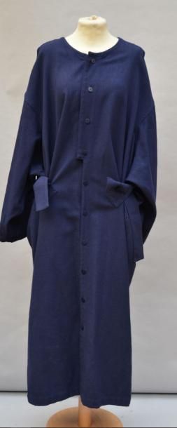 null YOHJI YAMAMOTO: MANTEAU en lainage bleu marine