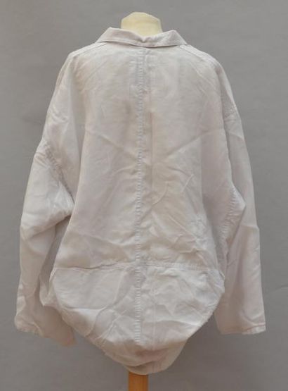 null YOHJI YAMAMOTO: Veste blanche en polyester et coton, taille M (petite tache...