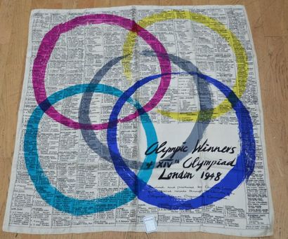 null ANONYME: Foulard en soie: "OLYMPICS WINNERS of the XIVth Olympiad, London 1948"...