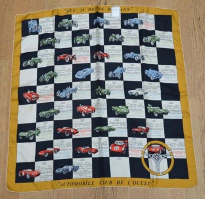 null ANONYME: Foulard en soie:" Les 24 heures du Mans"- Automobile Club de l'Ouest"...