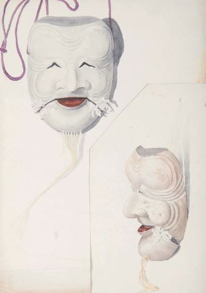 Louis GONSE (1846 1921) Masque du théâtre Nô de face et de profil
Aquarelle
50 x35...