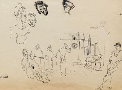 Christian BÉRARD (1902-1949) Scène d'intérieur et profils
Encre sur papier 28,5 x...