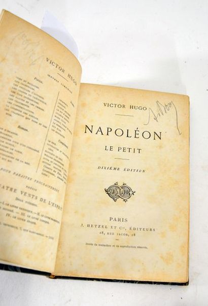 HUGO (Victor) Napoléon le Petit, Paris, Hetzel et Cie, 1852, dixième édition. Ex...
