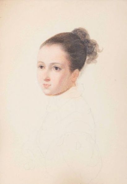Ecole FRANCAISE, circa 1830-1835 Madame Emmanuel Gonse, née Louise Courtin
Aquarelle...