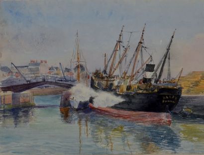 Louis GONSE (1846 1921) Le port de Trouville, juillet 1901
Deux dessins à l'aquarelle,...