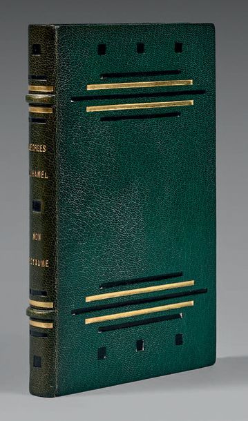 Georges Duhamel, Mon Royaume, 1932. In-8°, belle reliure d'époque en maroquin vert...