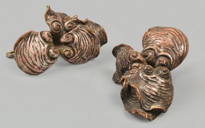 JAPON - Epoque EDO (1603 - 1868), XIXe siècle Paire de champignons de longévité (lingzhi)...