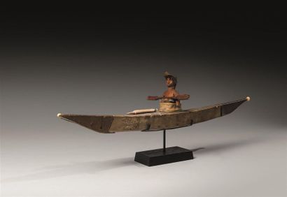 null MAQUETTE ou MODELE de KAYAK
Inuit, Alaska, Amérique du Nord vers 1900 
Bois,...