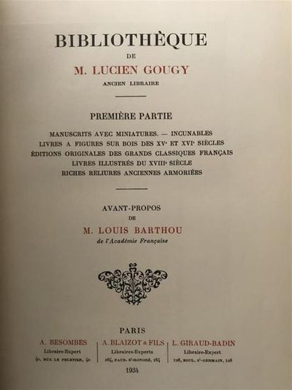 null GOUGY (Lucien). Bibliothèque de ... Première, deuxième et troisième partie....