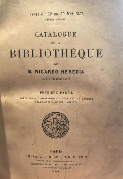 null HEREDIA (Ricardo). Catalogue de la Bibliothèque Première er deuxième partie...