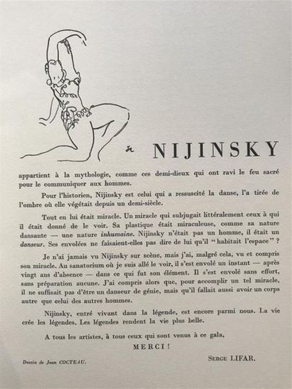 null NIJINSKY (Vaslav). Réunion de 2 programmes in-4.
	Exposition 15 Juin 1934. Préface...