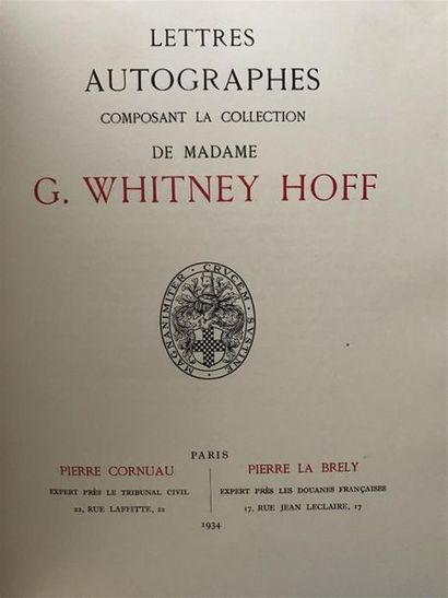 null HOFF (Whitney). Collection d'Autographes de Madame ... Paris, 1934 ; in-4 brad....