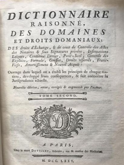 null [BOSQUET]. Dictionnaire raisonné des Domaines de droits domaniaux ... Nouvelles...