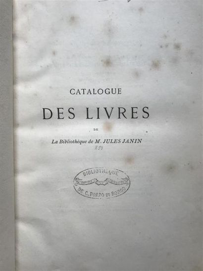 null JANIN (Jules). Catalogue des livres rares de la Bibliothèque de ... Paris, Hachette,...